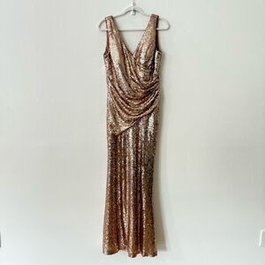 Revelry Women's Size 14 Dawson Rose Gold Sequin Embellished Brides Maid Dress